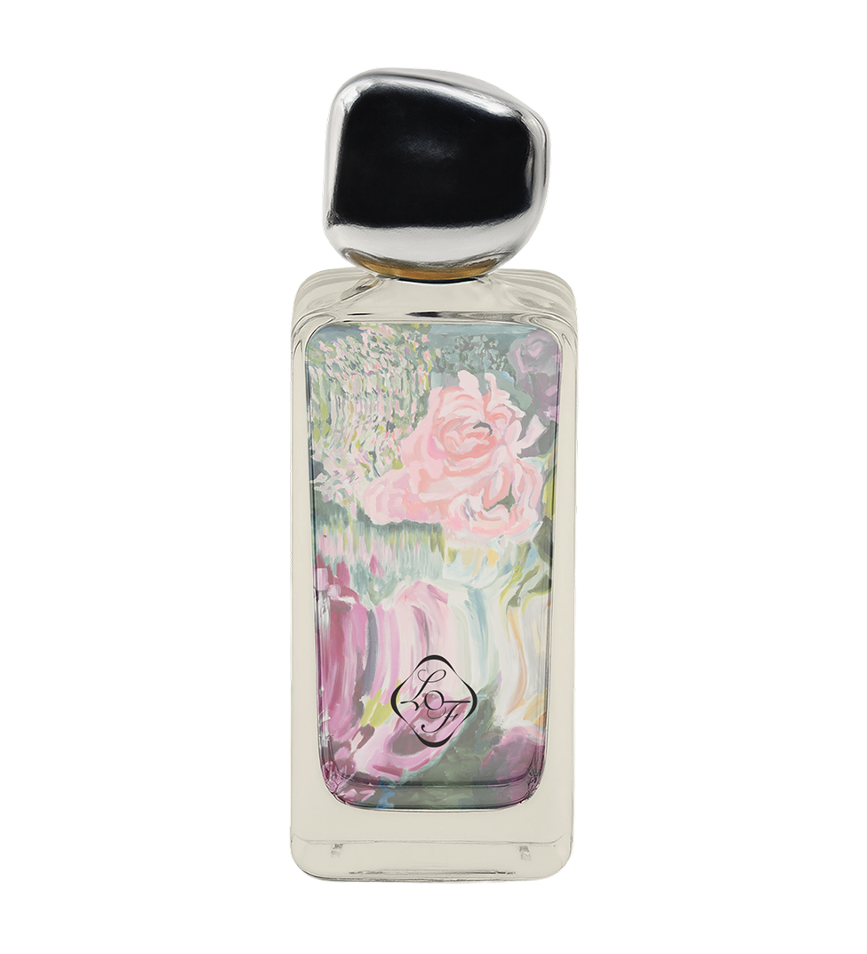 Peace Offering eau de parfum by Liberation of Flowers — 50ml glass bottle with a vibrant hand-painted artwork label